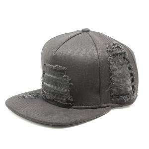 Distressed Fabric Structured Flat Bill Cap