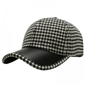 Checked Six-Panel Baseball Cap