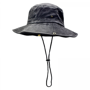 Multi-Style Washed Bucket Hat with Windproof Cord