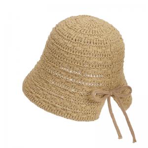 Bow Tie Strap Straw Bucket Hat
