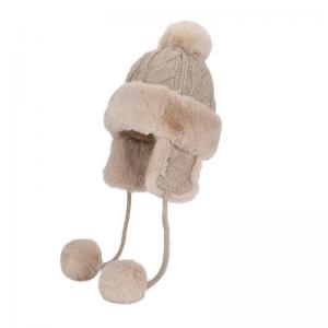 Plush Earflap Beanie with Pom Pom