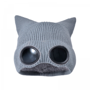 Cat Ears Knit Beanie with Glasses 